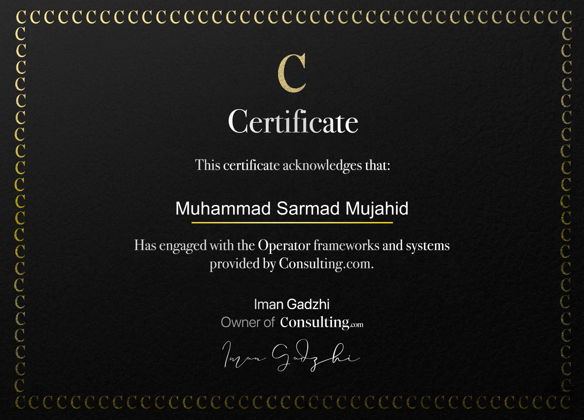 Consulting.com Operator Certification